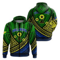 Custom Vanuatu Malampa Province Tribal Pattern Hoodie LT12 Zip Hoodie Green - Polynesian Pride