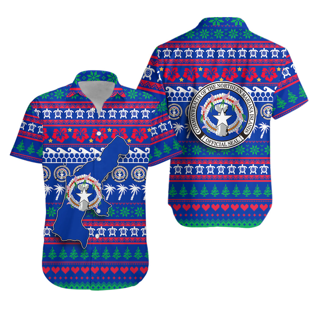 Northern Mariana Islands Christmas Hawaiian Shirt - Ugly Christmas - LT12 Unisex Blue - Polynesian Pride