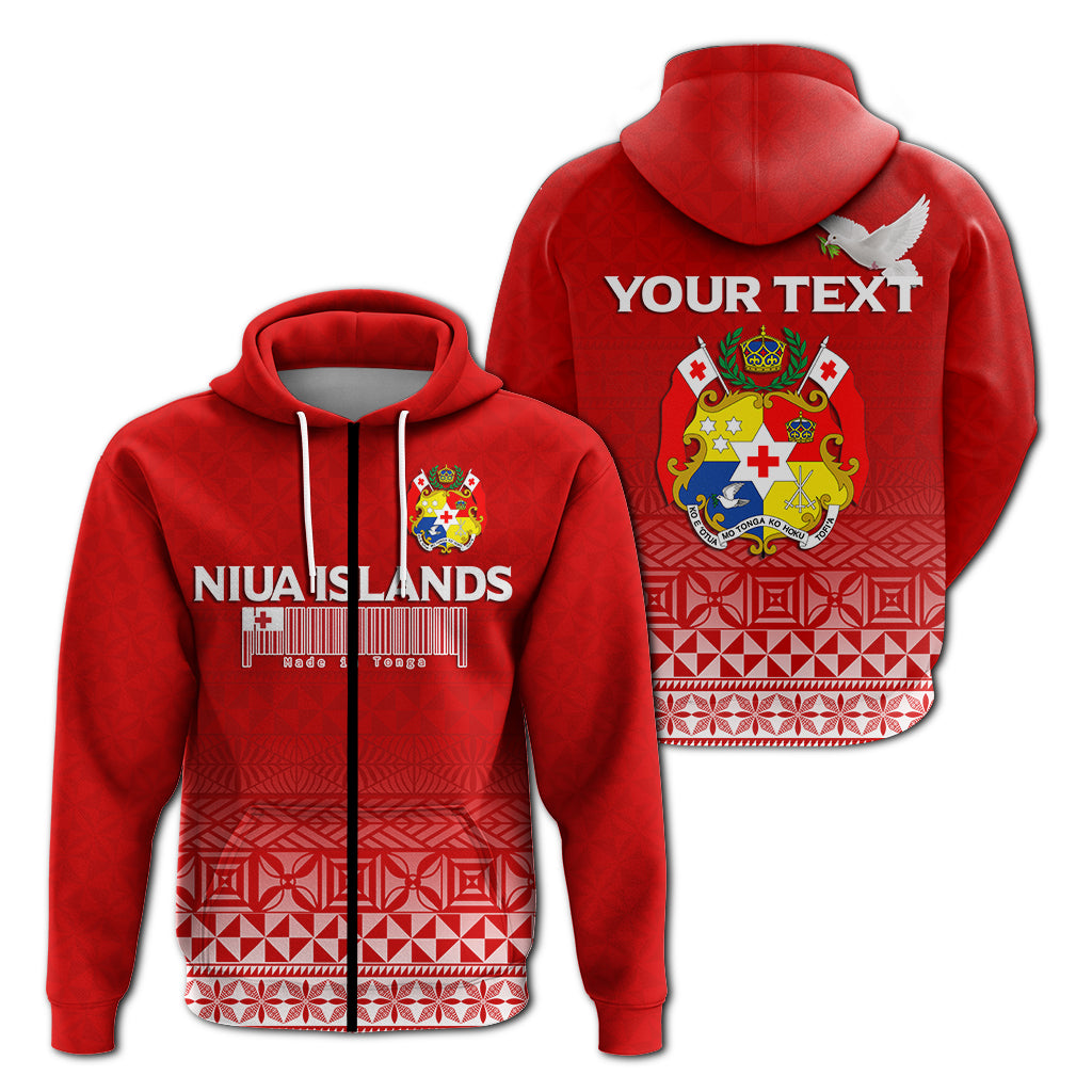 Custom Tonga Niua Islands Zip Hoodie Tongan Pattern LT12 Unisex Red - Polynesian Pride