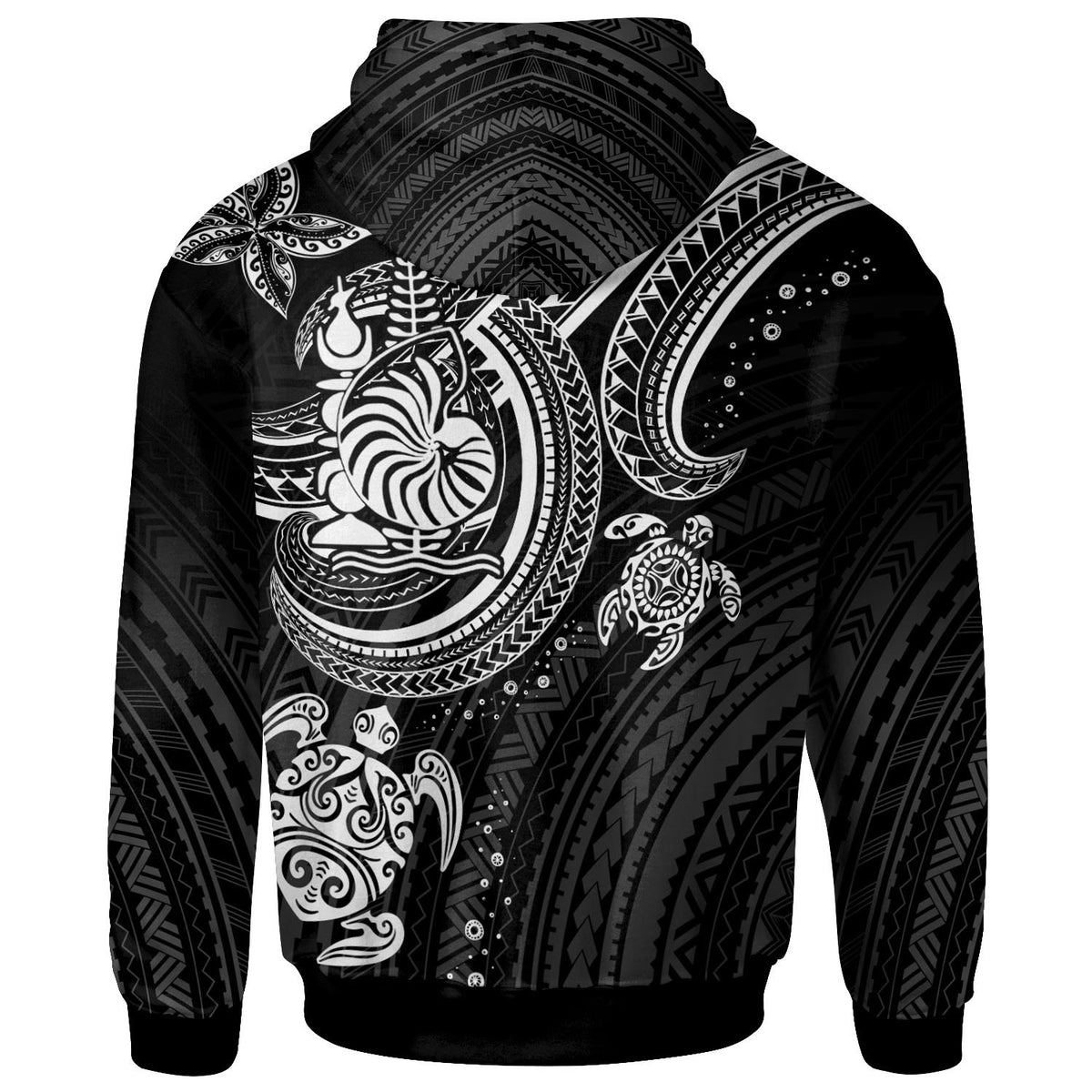 New Caledonia Custom Zip up Hoodie White Turtle - Polynesian Pride
