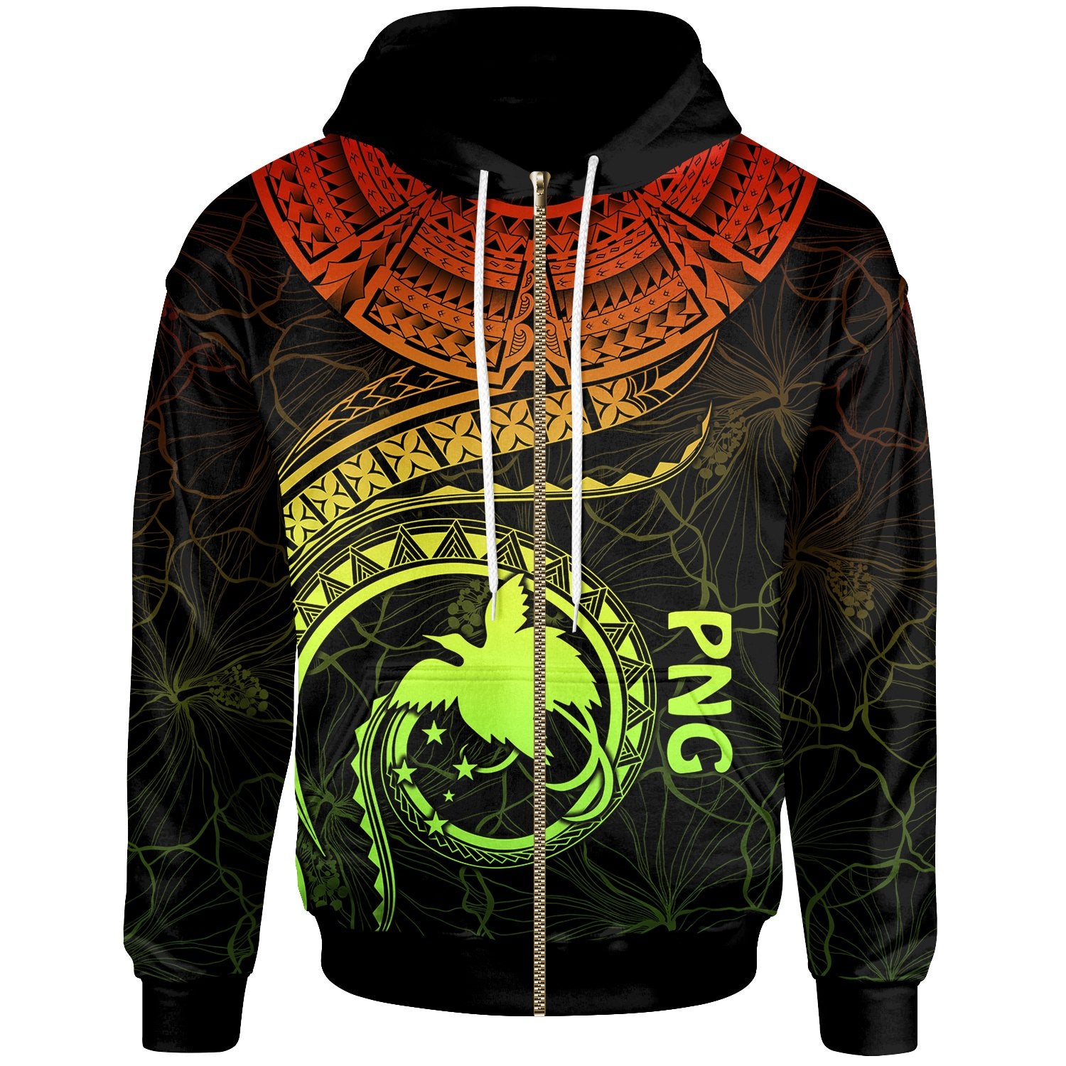 Papua New Guinea Polynesian Zip up Hoodie Papua New Guinea Waves (Reggae) Unisex Reggae - Polynesian Pride