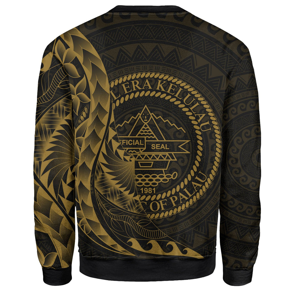 Palau Sweatshirt - Polynesian Pattern Style Gold Color - Polynesian Pride