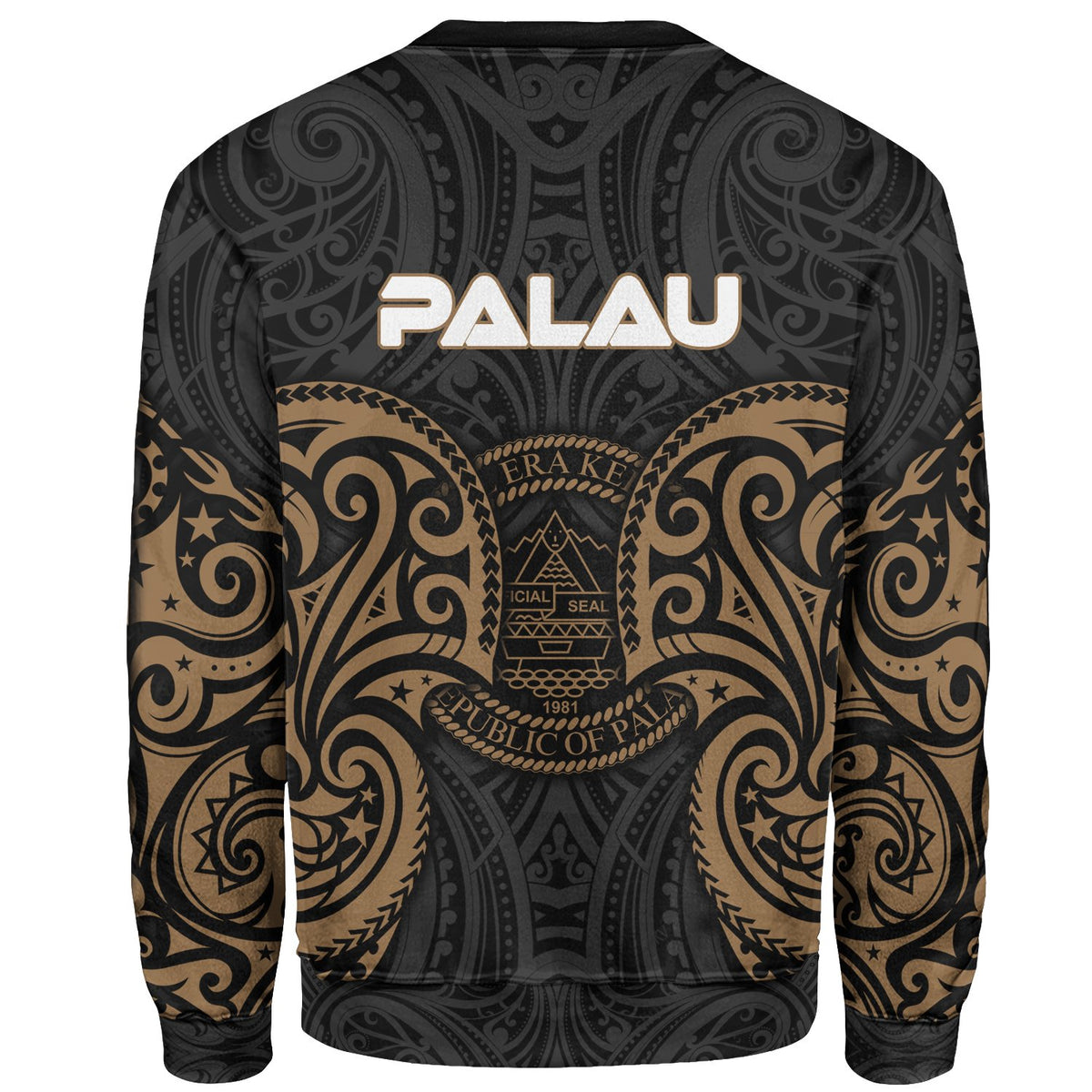 Palau Polynesian Custom Personalised Sweater - Spirit Style Gold - Polynesian Pride