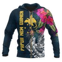 Papua New Guinea Zip up Hoodie Summer Vibes Unisex Blue - Polynesian Pride