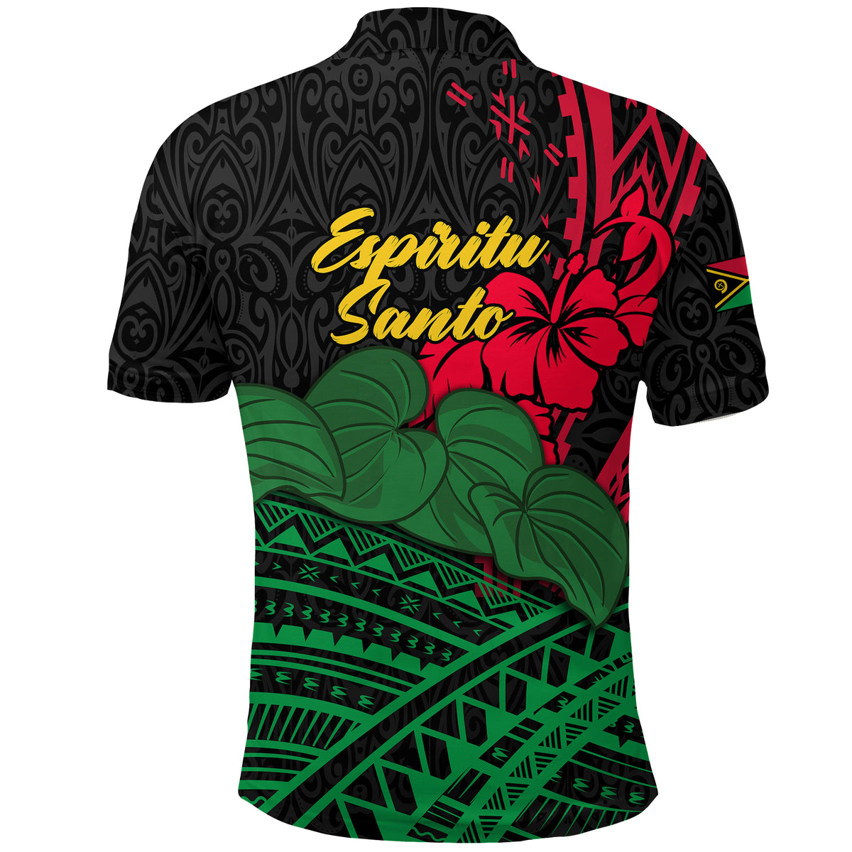Vanuatu Espiritu Santo Polo Shirt Kava With Hibiscus LT12 - Polynesian Pride