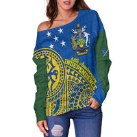 Solomon Islands Independence Anniversary 44th Years Women Off Shoulder Sweater - LT12 - Polynesian Pride