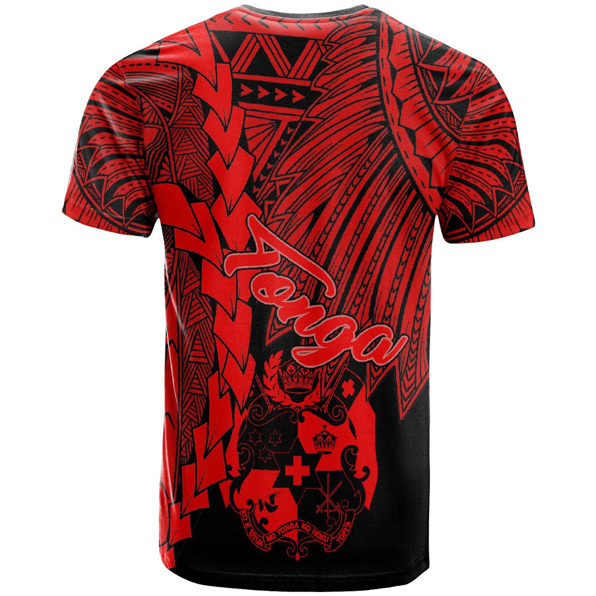 Tonga Polynesian T Shirt Tribal Wave Tattoo Red - Polynesian Pride