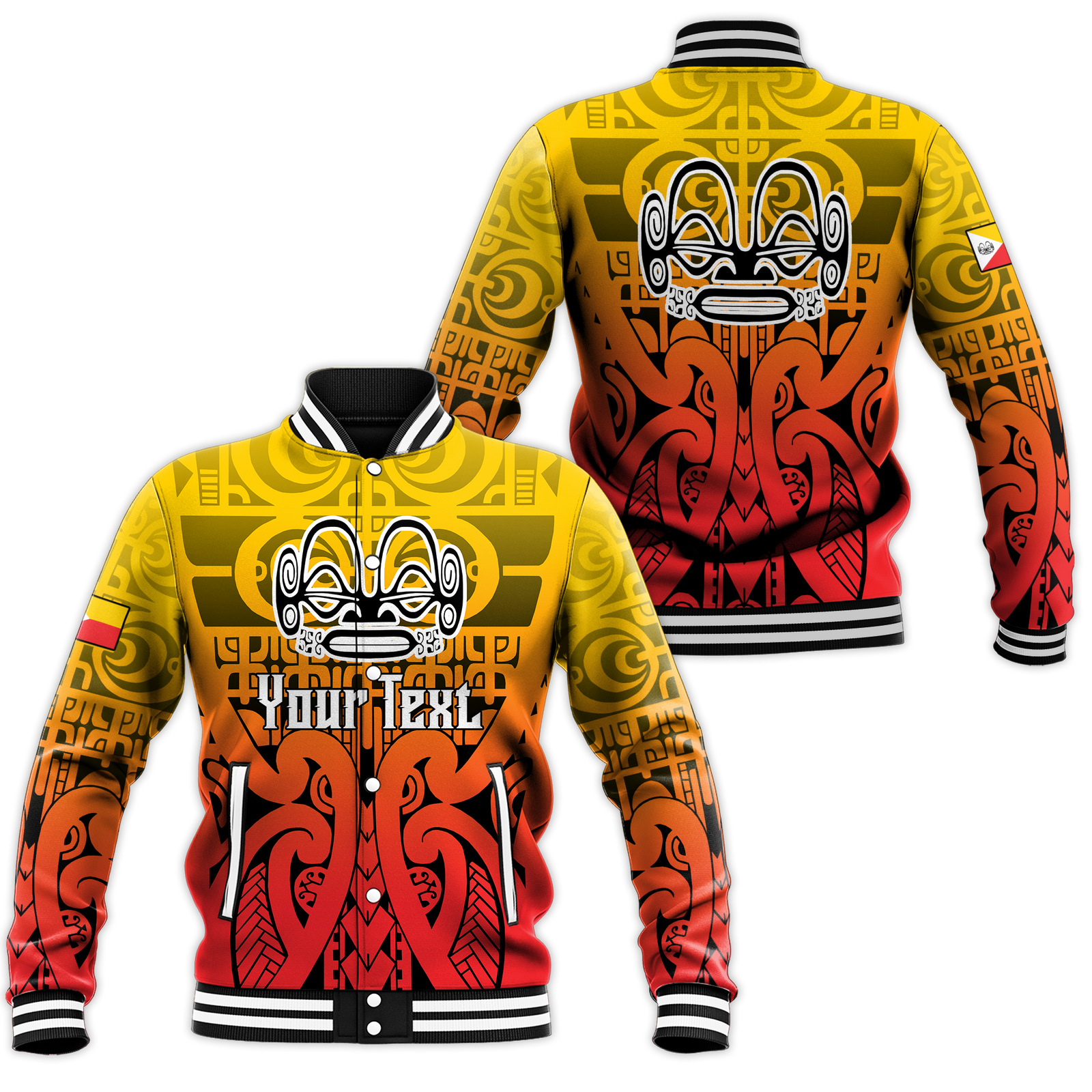 (Custom Personalised) Marquesas Islands Marquesan Tattoo Baseball Jacket - LT12 Unisex Red - Polynesian Pride