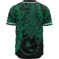 Chuuk Polynesian Custom Personalised Baseball Shirt - Tribal Wave Tattoo Green - Polynesian Pride