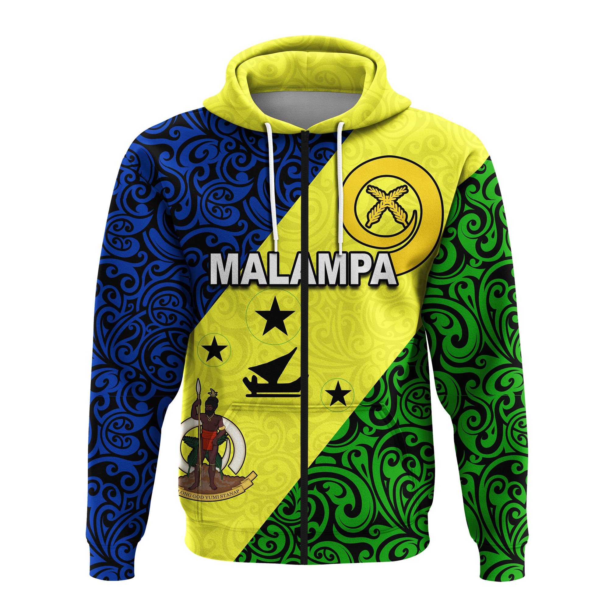 Malampa Province Vanuatu Patterns Zip Hoodie LT20 Unisex Yellow - Polynesian Pride