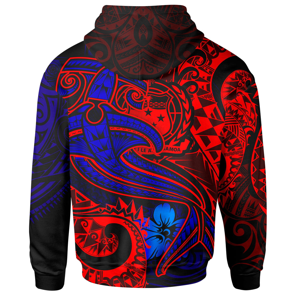 Samoa Zip up Hoodie Blue Shark Polynesian Tattoo - Polynesian Pride
