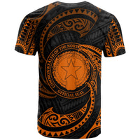Northern Mariana Islands Polynesian T Shirt Orange Tribal Wave - Polynesian Pride