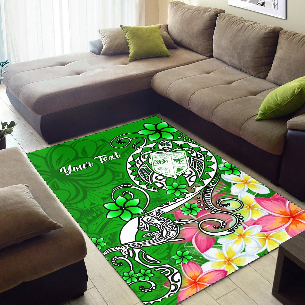 Fiji Custom Personalised Area Rug - Turtle Plumeria (Green) - Polynesian Pride