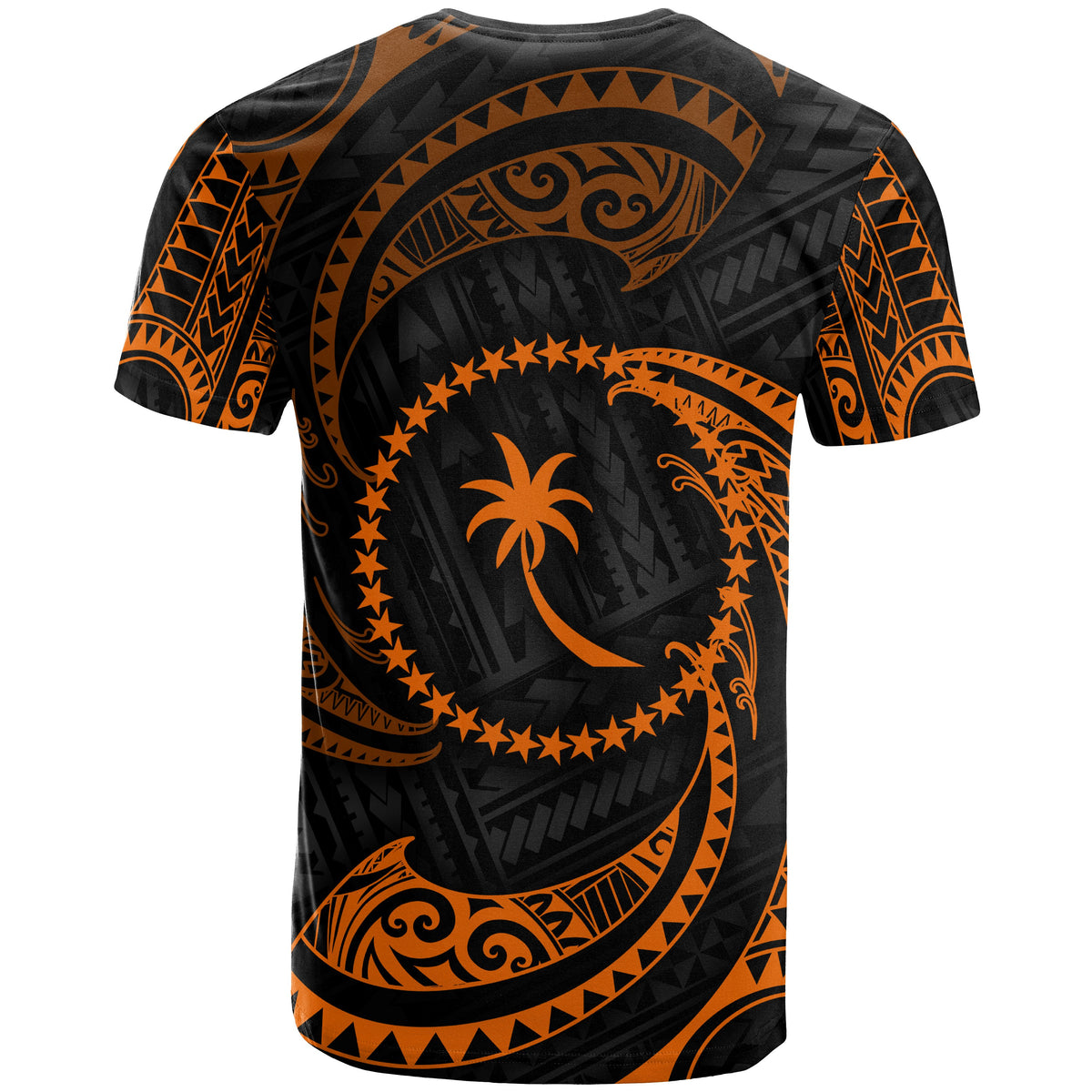 Chuuk Micronesia Custom T Shirt Orange Tribal Wave - Polynesian Pride