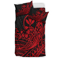 Hawaii Humpback Whale With Hibiscus Tribal Red Bedding Set - LT12 - Polynesian Pride