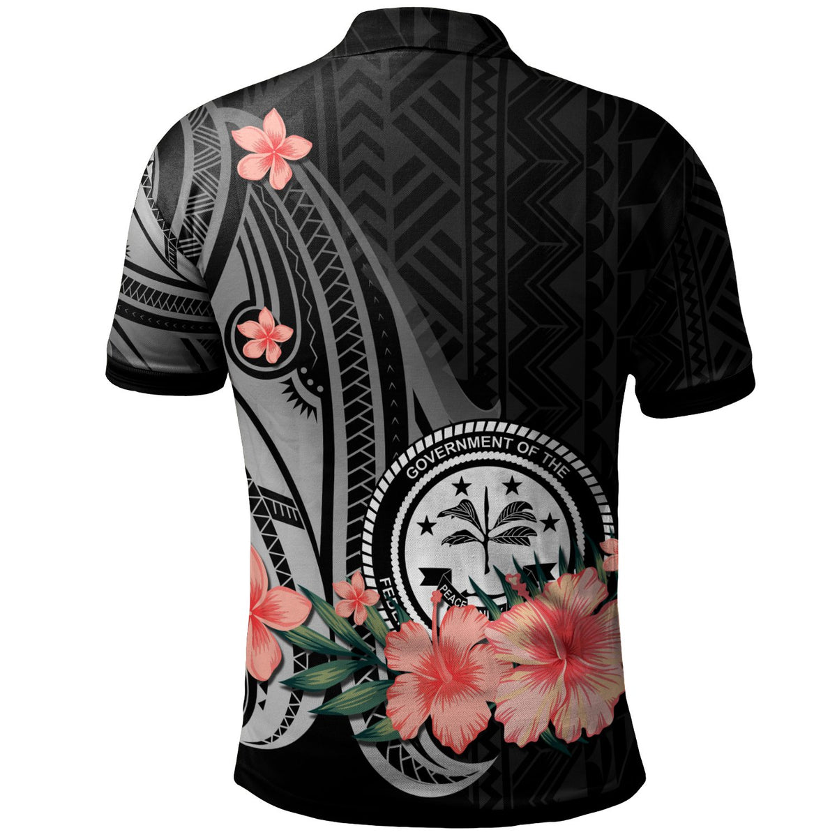 Federated States of Micronesia Polo Shirt Polynesian Hibiscus Pattern Style - Polynesian Pride