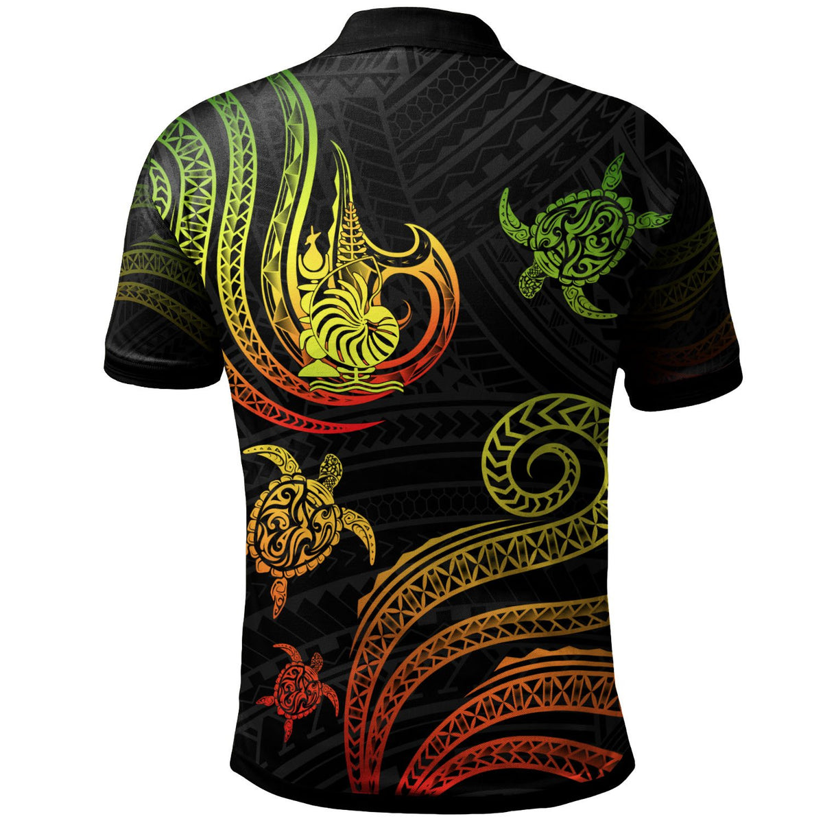 New Caledonia Custom Polo Shirt Polynesian Turtle With Pattern Reggae - Polynesian Pride
