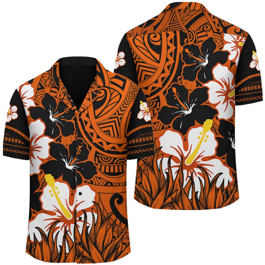 Hawaii Hawaiian Shirt - Black Noon Hibiscus Hawaiian Shirt - AH Unisex Orange - Polynesian Pride