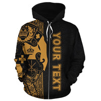 Tonga Polynesian Custom Zip up Hoodie Yellow Line - Polynesian Pride