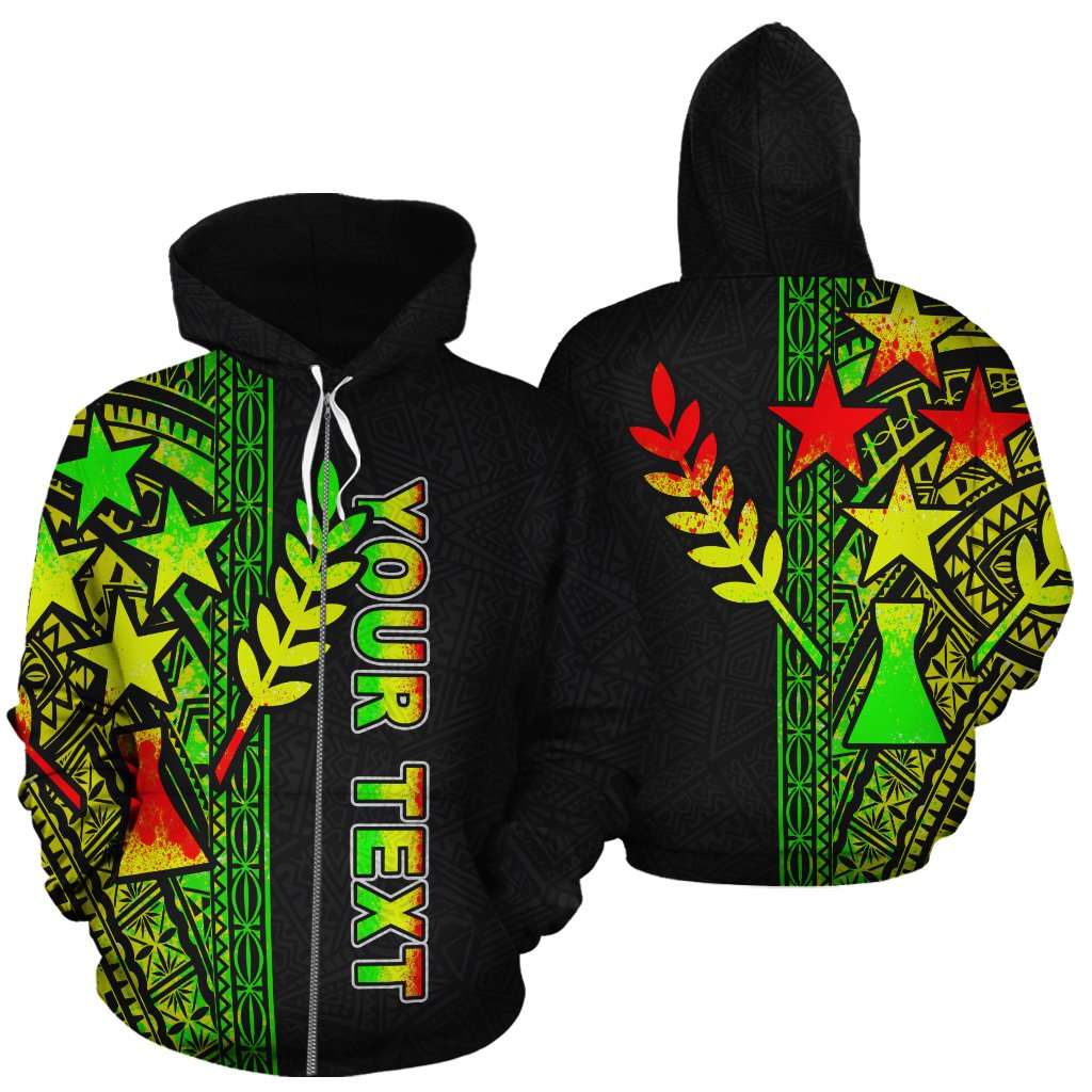 Kosrae Polynesian Custom Zip up Hoodie Reggae Line Unisex Reggae - Polynesian Pride