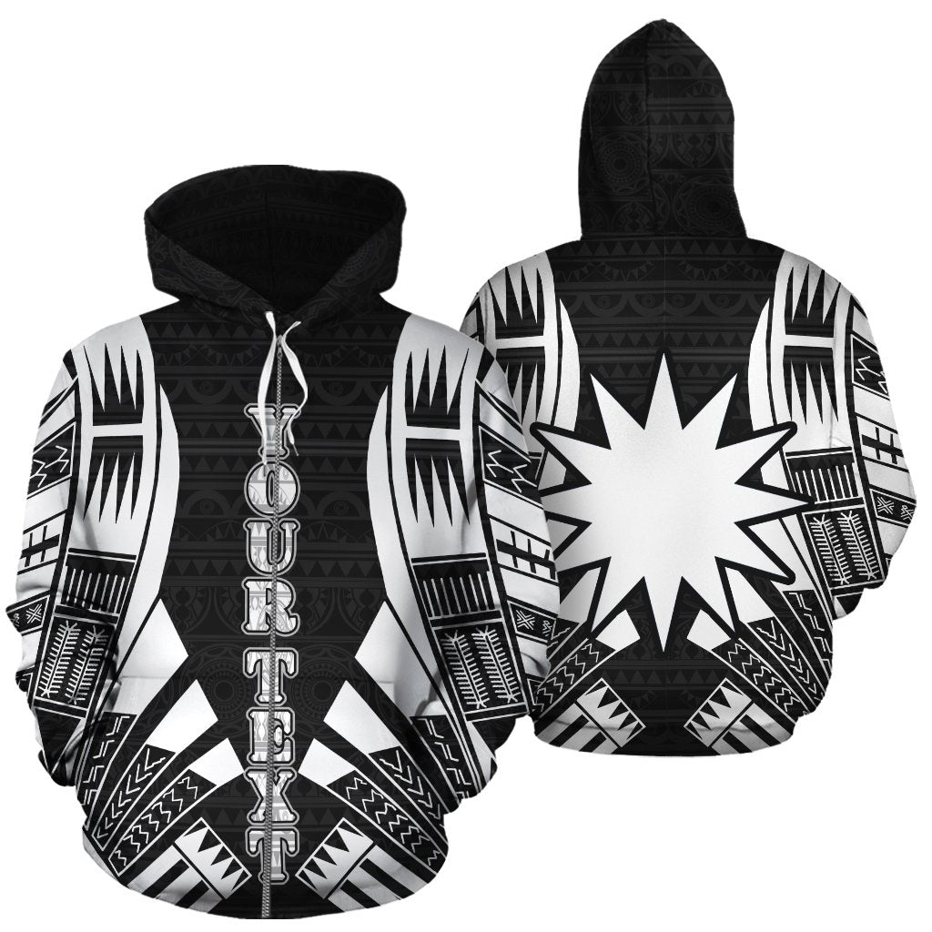 Nauru Polynesian Custom Zip up Hoodie Black Tattoo Unisex Black - Polynesian Pride