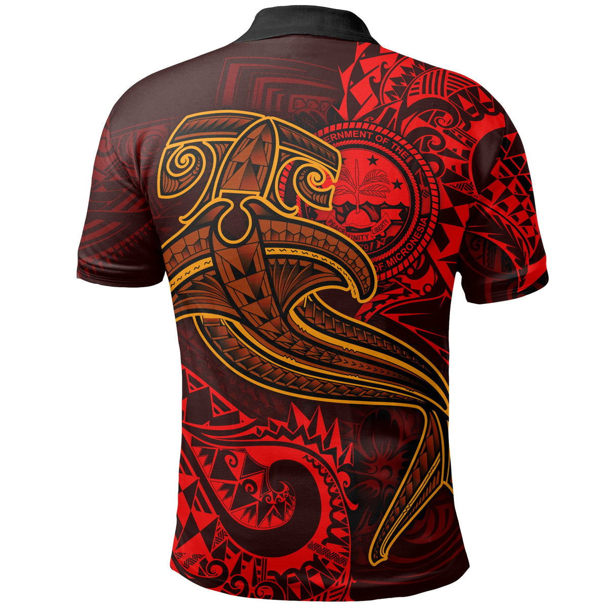 FSM Polo Shirt Red Shark Polynesian Tattoo - Polynesian Pride