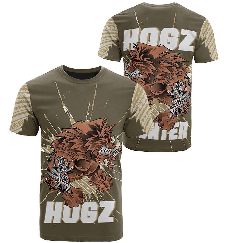 Hawaii Polynesian Hogzilla Hunter Mens T Shirt Unisex Brown - Polynesian Pride