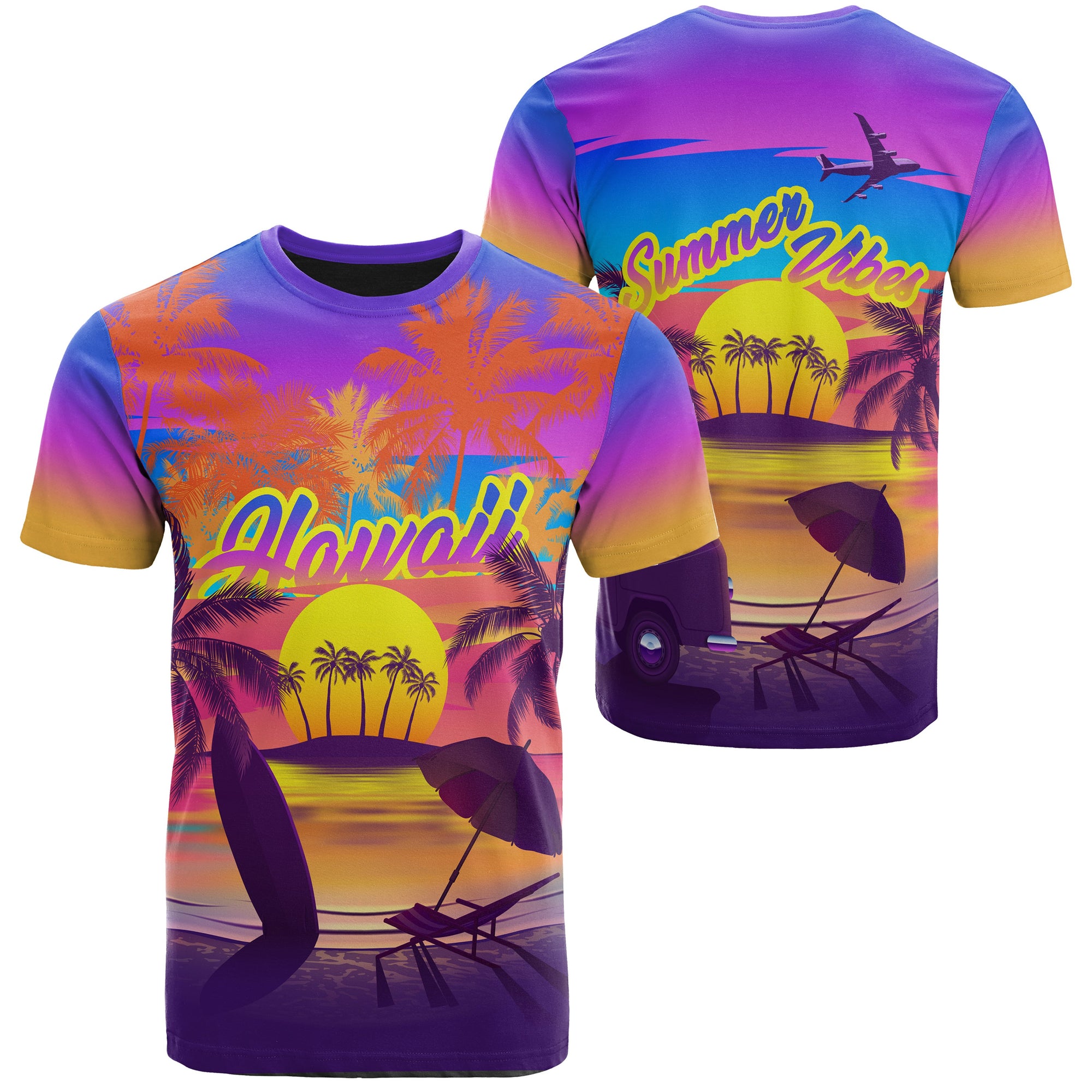 Hawaii Summer Vibe Mens T Shirt Unisex Purple - Polynesian Pride