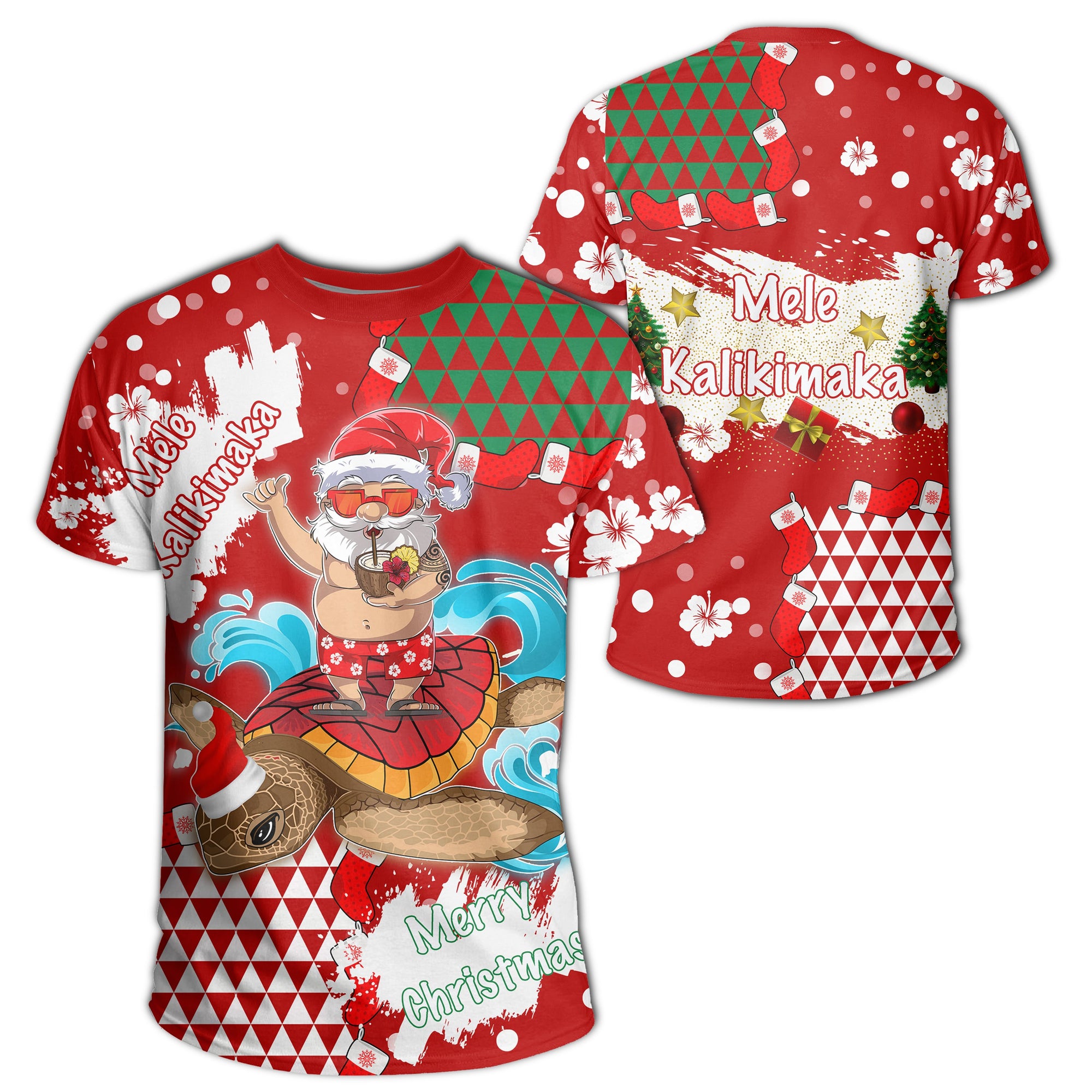 Hawaii Mele Kalikimaka Chrismas T Shirt Ghea Style Unisex Red - Polynesian Pride