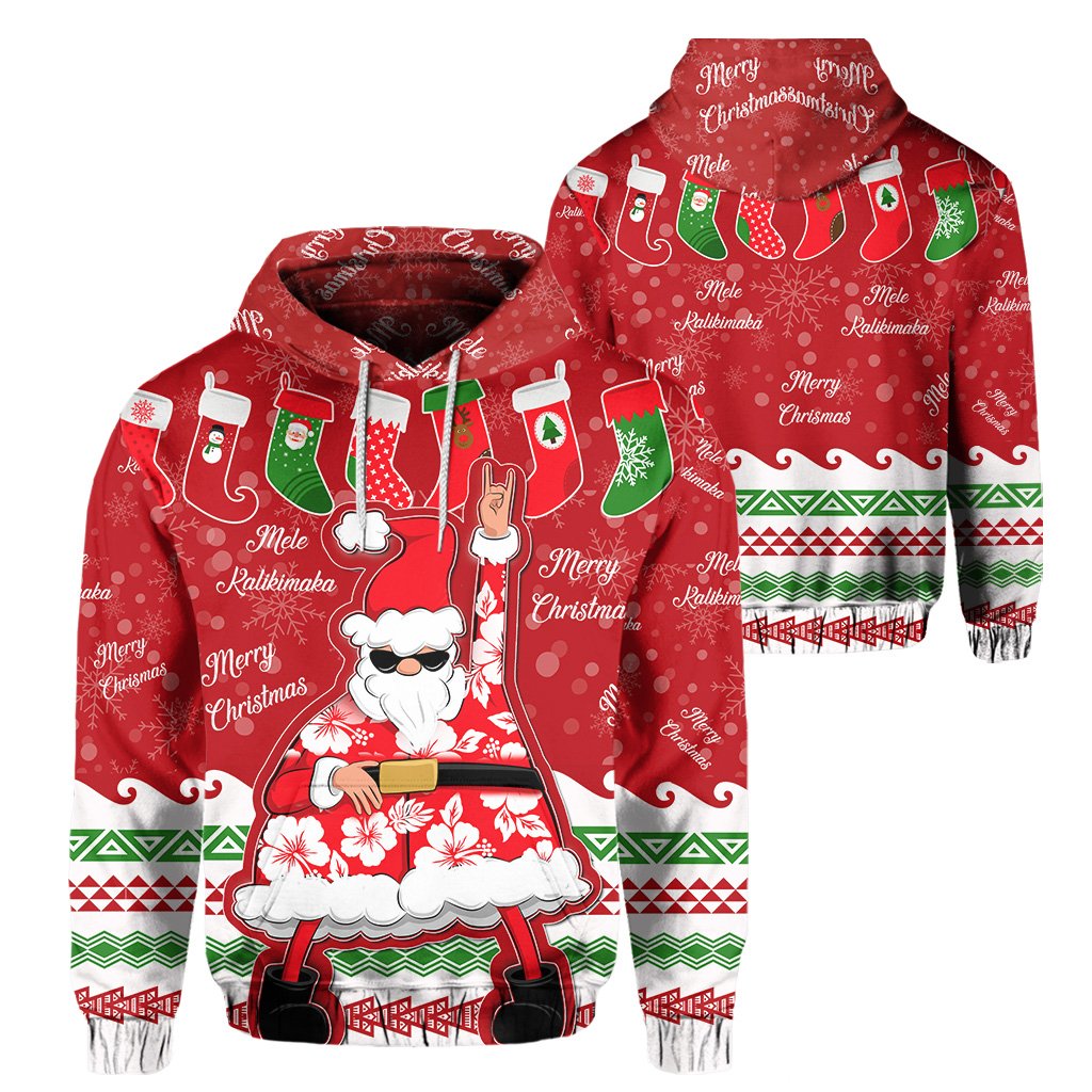 Hawaii Mele Kalikimaka Chrismas Hoodie Bae Style Unisex Red - Polynesian Pride