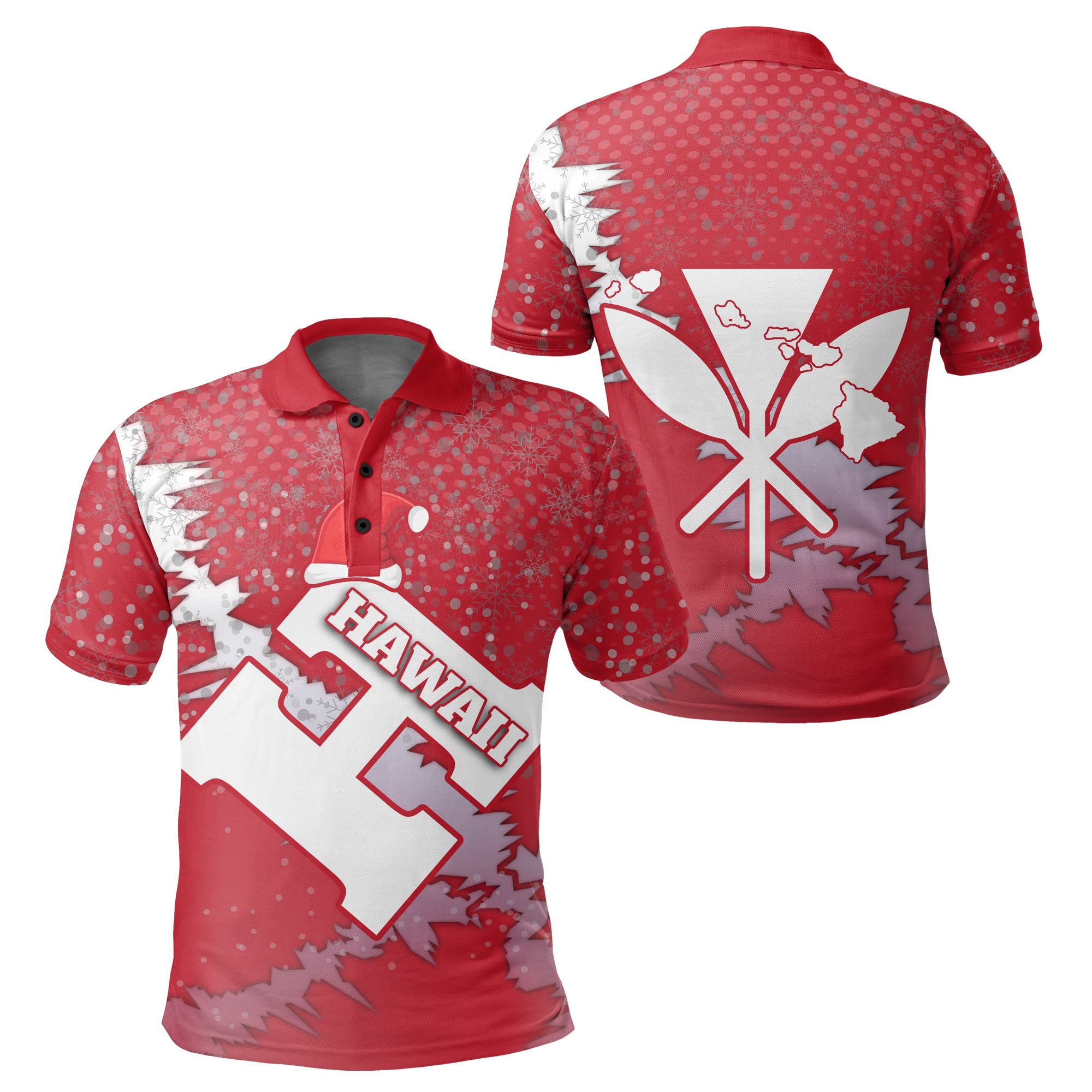 Hawaii Christmas Polo Shirt Ship Style Unisex Red - Polynesian Pride