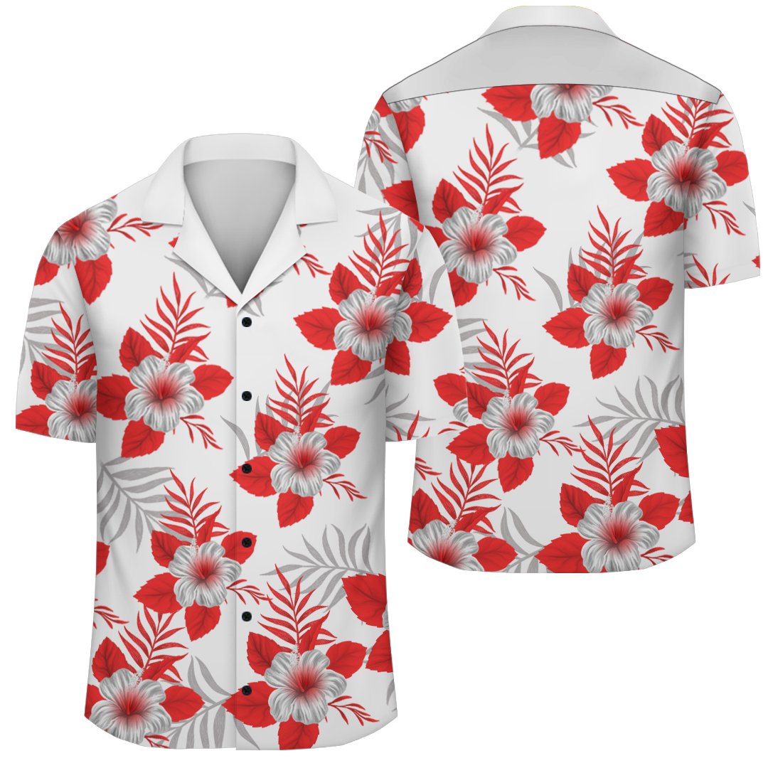 Tropical Hibiscus Hawaiian Shirt Unisex White - Polynesian Pride