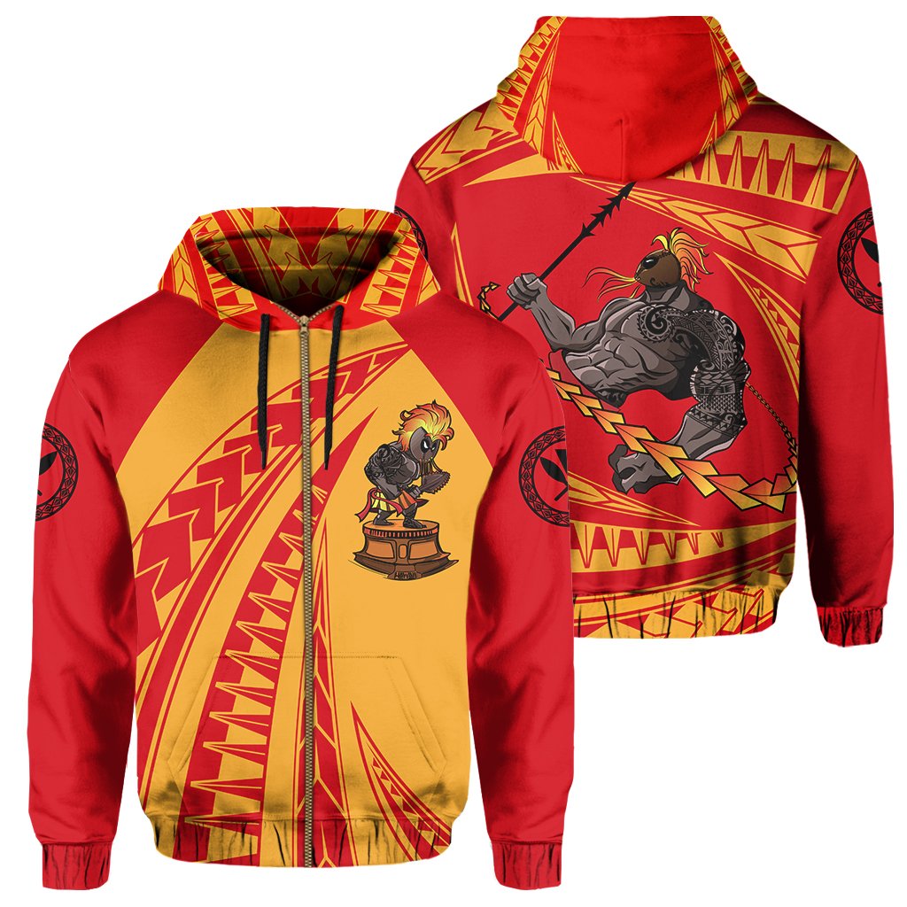 Polynesian Kakau Kanaka Warrior Hawaii Zip Hoodie Unisex Art - Polynesian Pride