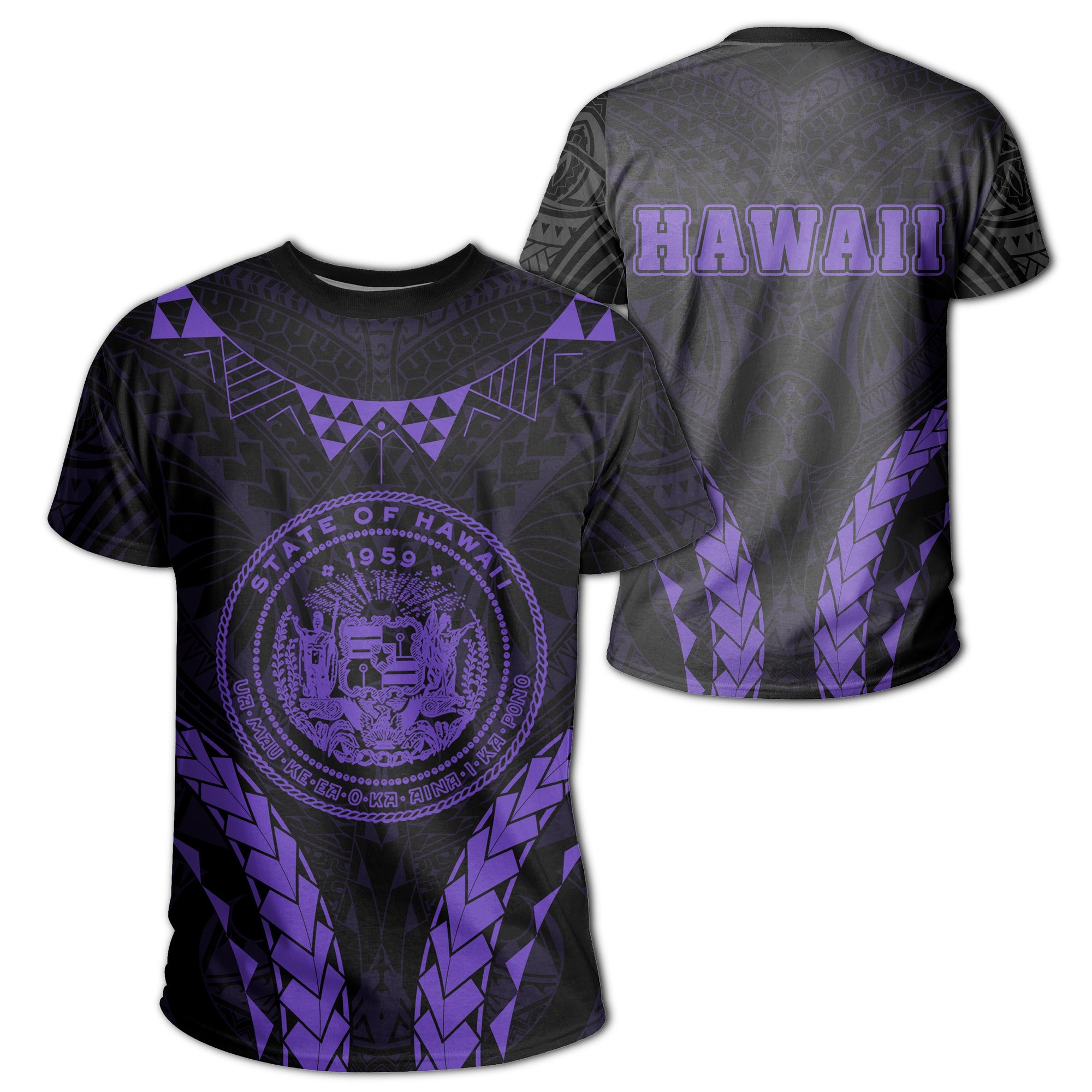 Hawaii Coat of Arms T Shirt Sport Style Version 2.0 Purple Unisex Purple - Polynesian Pride