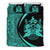 Hawaiian Tiki Polynesian Bedding Set Circle Style Turquoise Black - Polynesian Pride