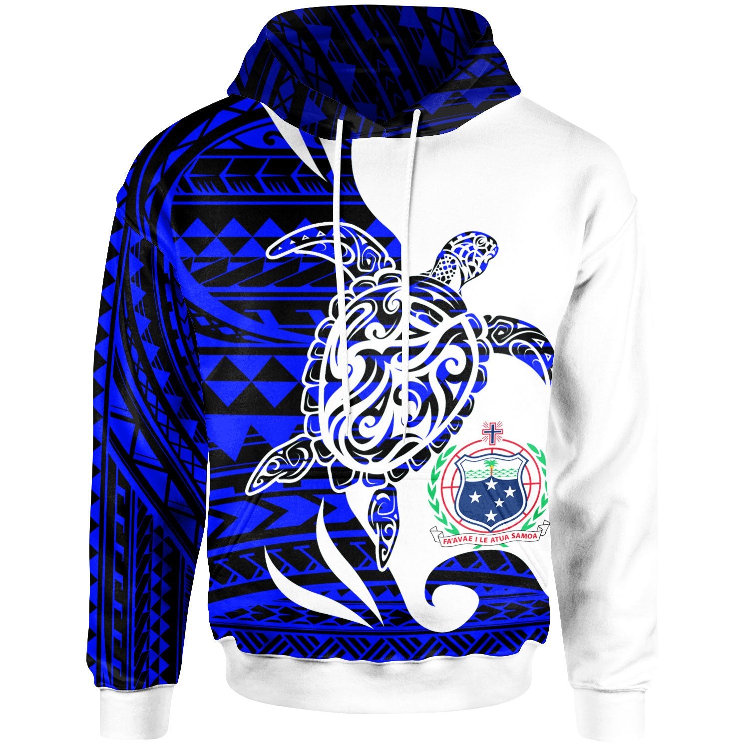 Samoa Custom Hoodie Mega Turtle Unisex Blue - Polynesian Pride