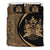 Hawaiian Tiki Polynesian Bedding Set Circle Style Gold Black - Polynesian Pride