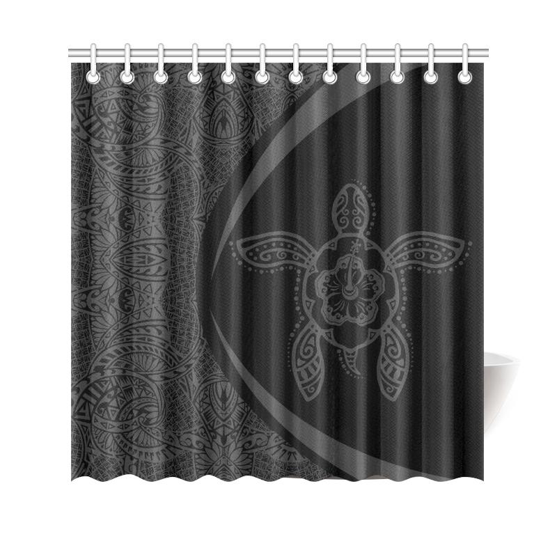 Hawaii Turtle Polynesian Shower Curtain-Circle Style Gray 177 x 172 (cm) Black - Polynesian Pride