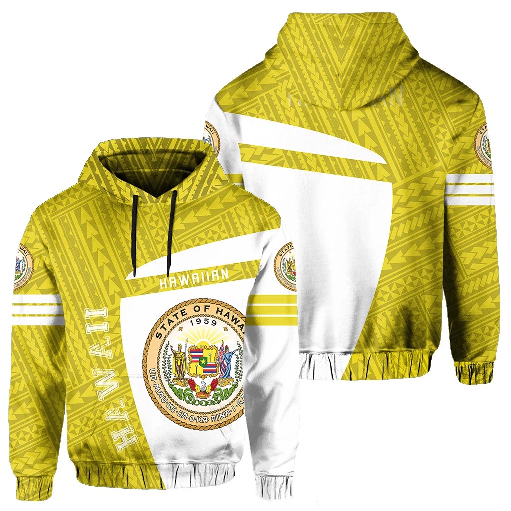 Hawaii Polynesian Sport Hoodie Yellow Premium Style Unisex Yellow - Polynesian Pride
