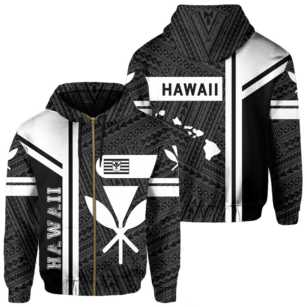 Kanaka Polynesian Zipper Hoodie White Morale Style Unisex White - Polynesian Pride