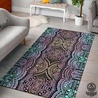 Polynesian Purple And Teal Area Rug Black - Polynesian Pride