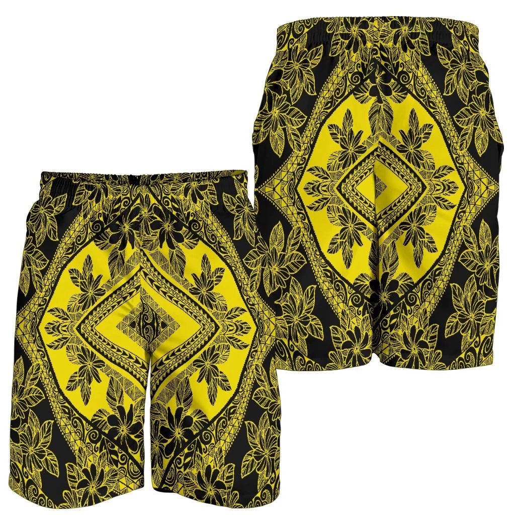 Polynesian Plumeria Mix Yellow Black Men's Short Yellow - Polynesian Pride