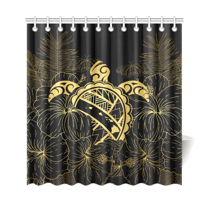 Hawaii Turtle Kanaka Golden Shower Curtain - Polynesian Pride