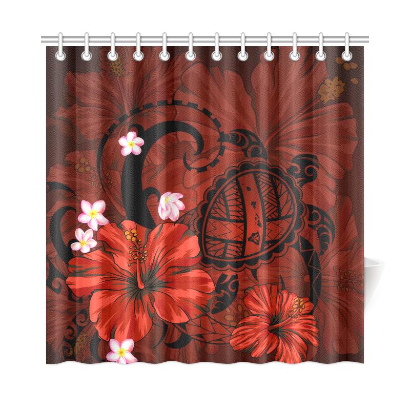 Hawaii Turtle Poly Tribal Red Shower Curtain 177 x 172 (cm) Red - Polynesian Pride