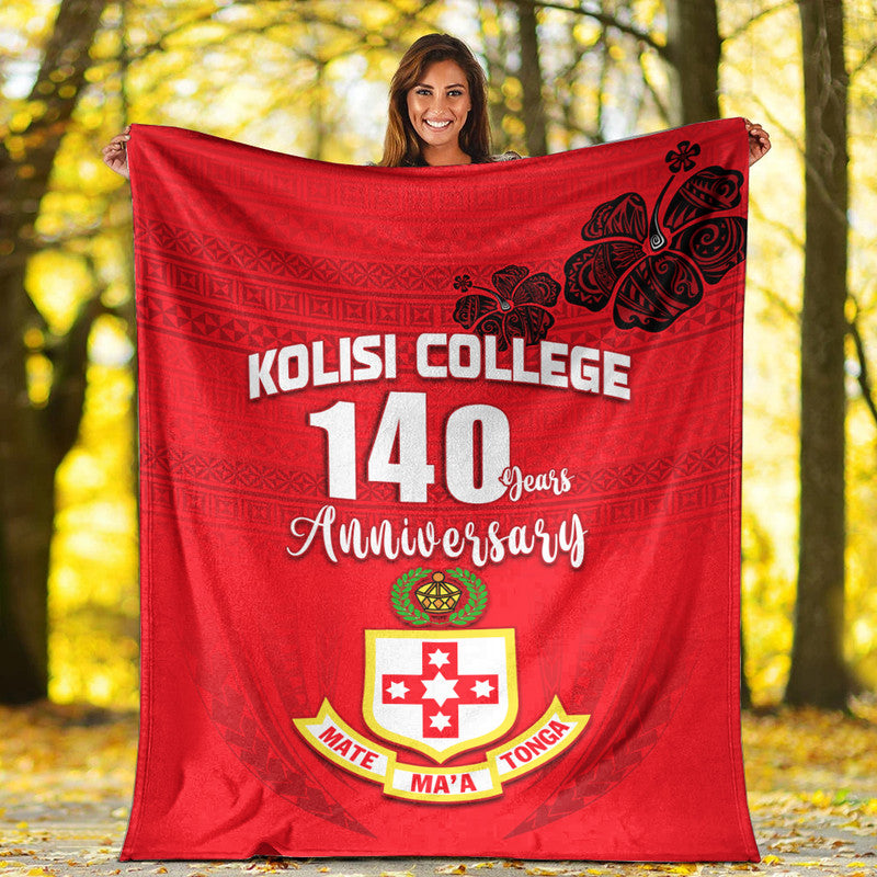 Kolisi Tonga College Atele Premium Blanket 140 Years Anniversary Tongan Ngatu Ver.02 LT13 White - Polynesian Pride