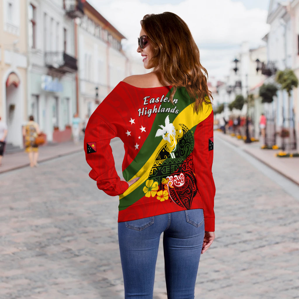 Eastern Highlands Province Off Shoulder Sweater Peaceful PNG LT13 - Polynesian Pride