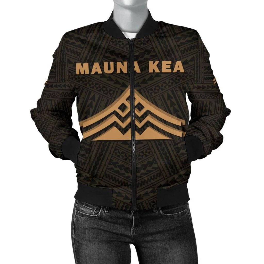 Hawaii Mauna Kea Polynesian Women's Bomber Jacket Gold Gold - Polynesian Pride