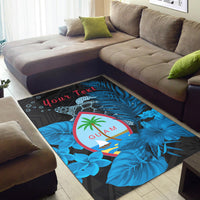 (Custom Personalised) Guam Seal Area Rug Polynesian Turtle with Flowers Version Blue LT13 - Polynesian Pride