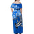 (Custom Personalised) Hawaii Off Shoulder Long Dress Polynesia Blue Sea Turtle Honu and Hammerhead Shark LT13 - Polynesian Pride