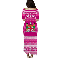 Bula Fiji Puletasi Dress Pink Tapa Pattern LT13 - Polynesian Pride